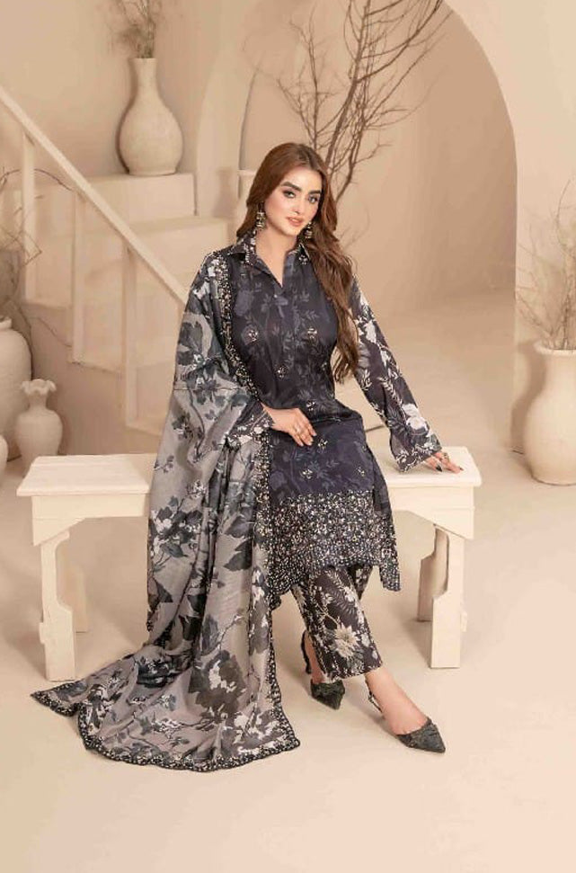 LIQA Embroidered Digital Printed Lawn 3 PC Stitched