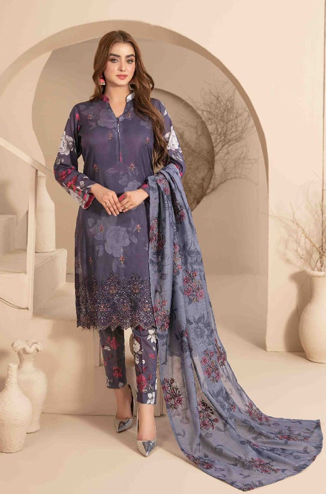 LIQA Embroidered Digital Printed Lawn 3 PC Stitched