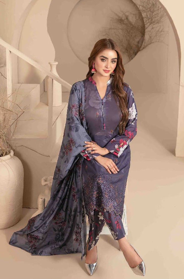 LIQA Embroidered Digital Printed Lawn 3 PC Stitched