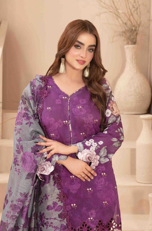 LIQA Embroidered Digital Printed Lawn 3 PC Stitched