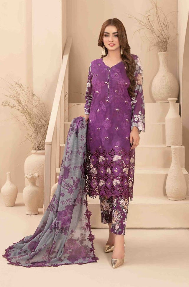 LIQA Embroidered Digital Printed Lawn 3 PC Stitched