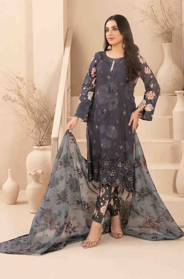 LIQA Embroidered Digital Printed Lawn 3 PC Stitched