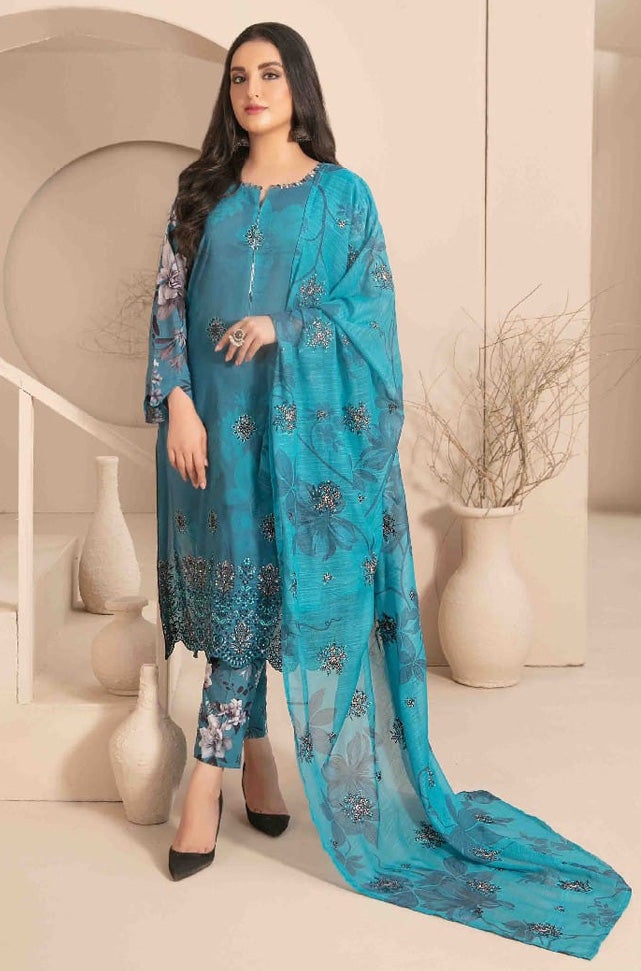 LIQA Embroidered Digital Printed Lawn 3 PC Stitched