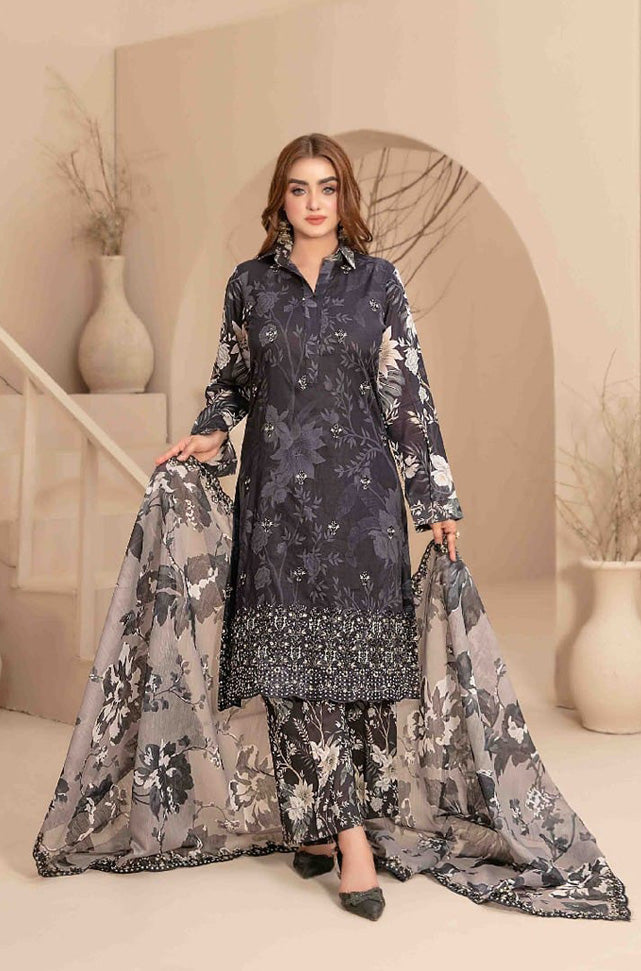 LIQA Embroidered Digital Printed Lawn 3 PC Stitched
