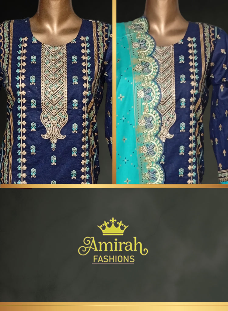 Maham Embroidered Lawn 3 PCS Stitched Suits