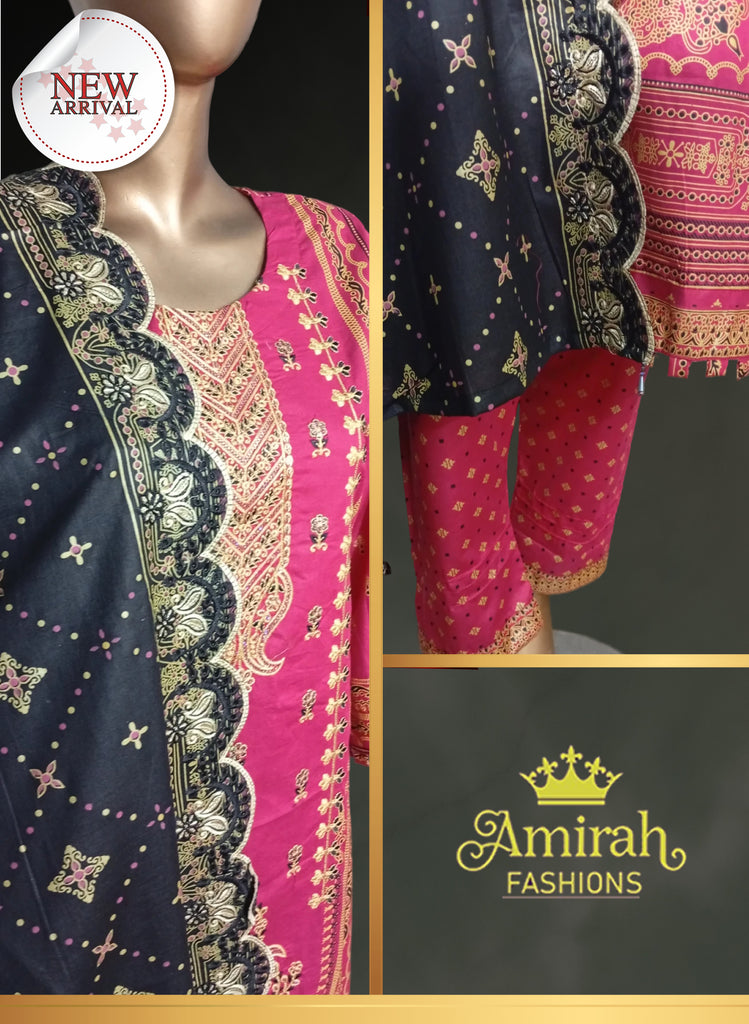Maham Embroidered Lawn 3 PCS Stitched Suits
