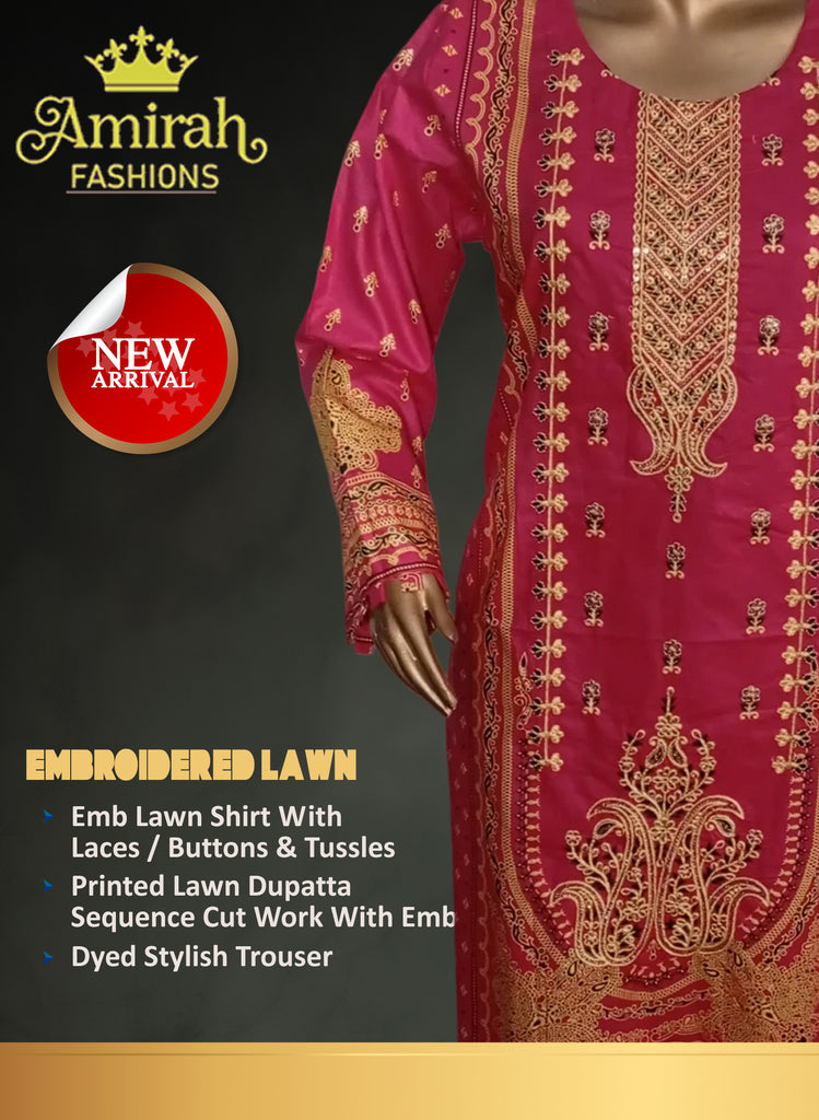 Maham Embroidered Lawn 3 PCS Stitched Suits