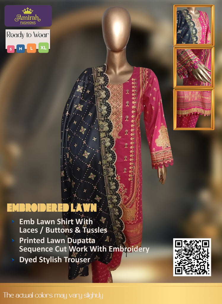 Maham Embroidered Lawn 3 PCS Stitched Suits