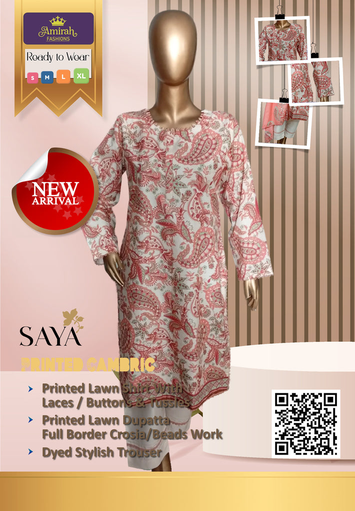 SAYA Printed Cambric 3 PCS Stitched Suits